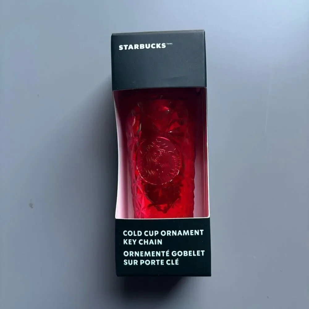 Starbucks Holiday Red Bling Cold Cup Keychain Christmas Ornament 2023 new